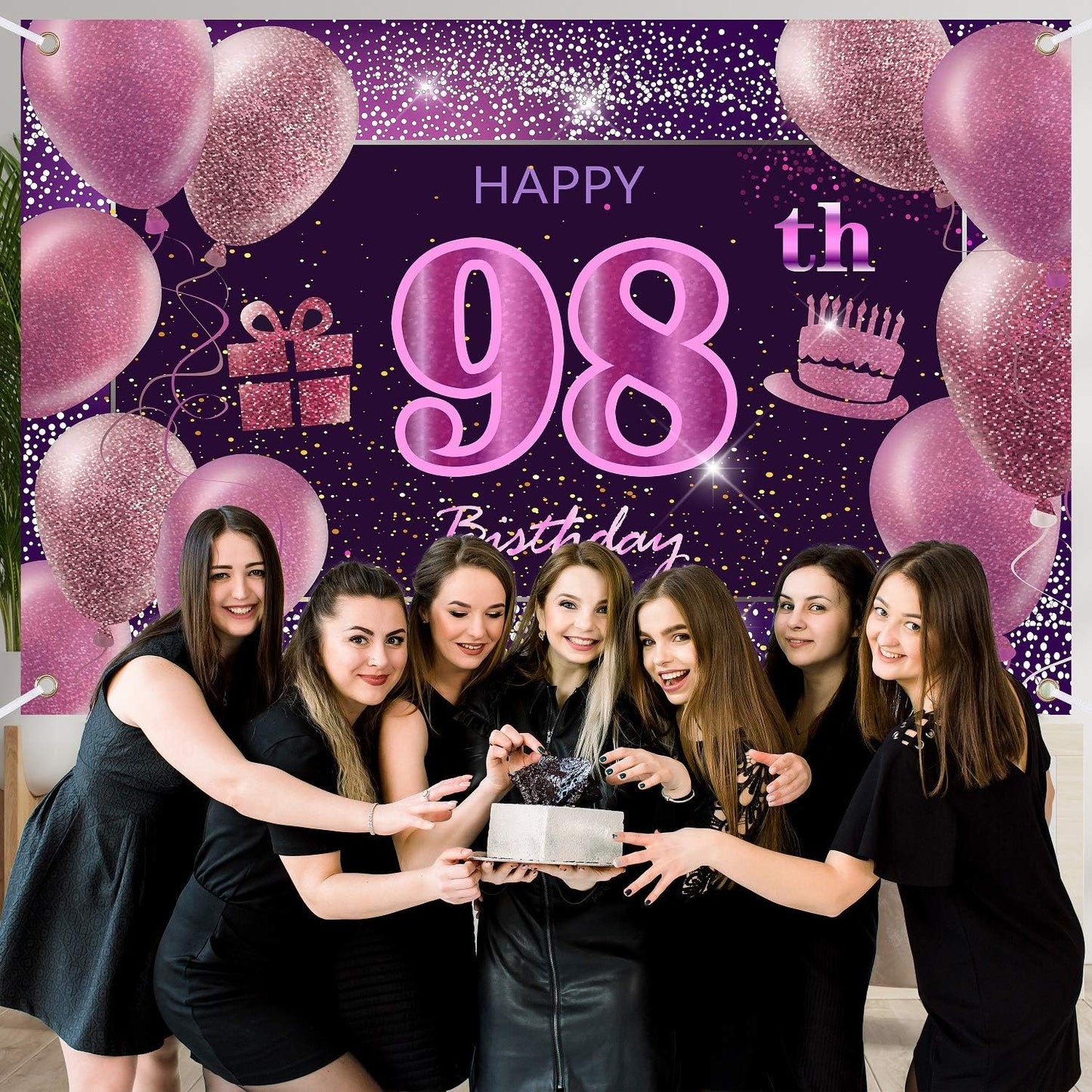 Pancarta rosa feliz cumpleaños decoración fiesta niña mujer