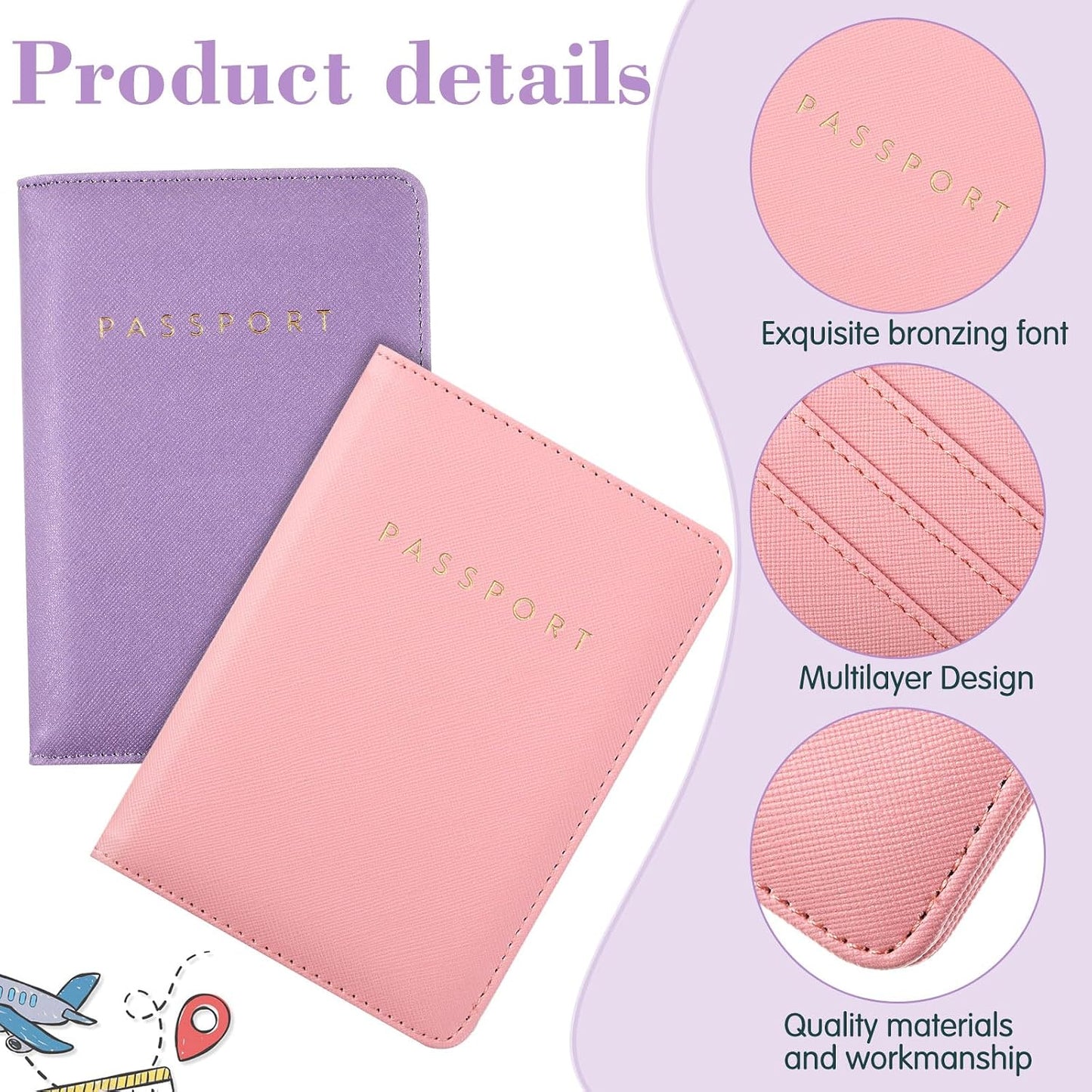 2 Pzas Funda Pasaporte Impermeable Cuero para Viaje