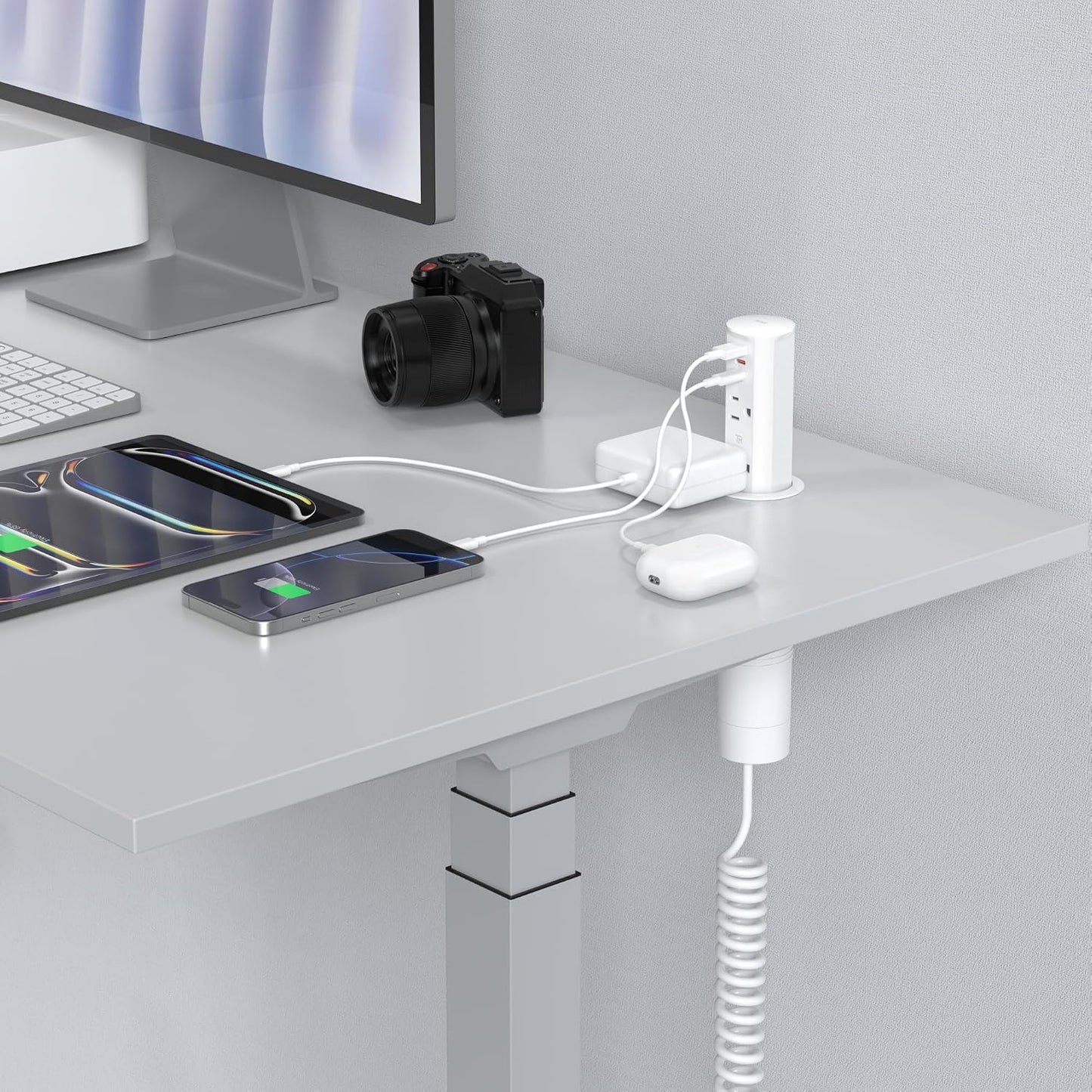 Toma corriente desplegable encimera USB C 20W 6.5pies blanco