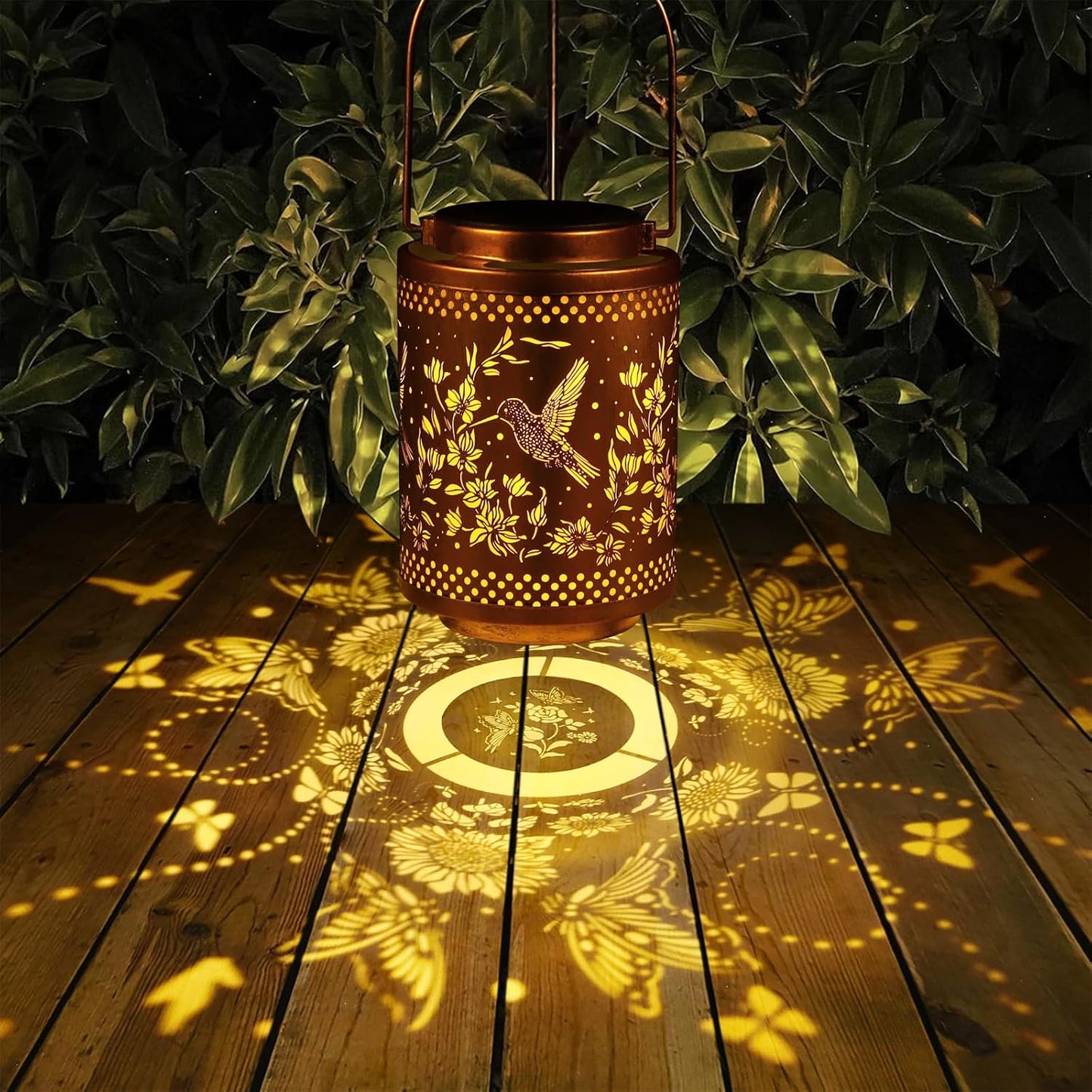 Faroles solares colgantes LED para jardín, pack 2 colibríes