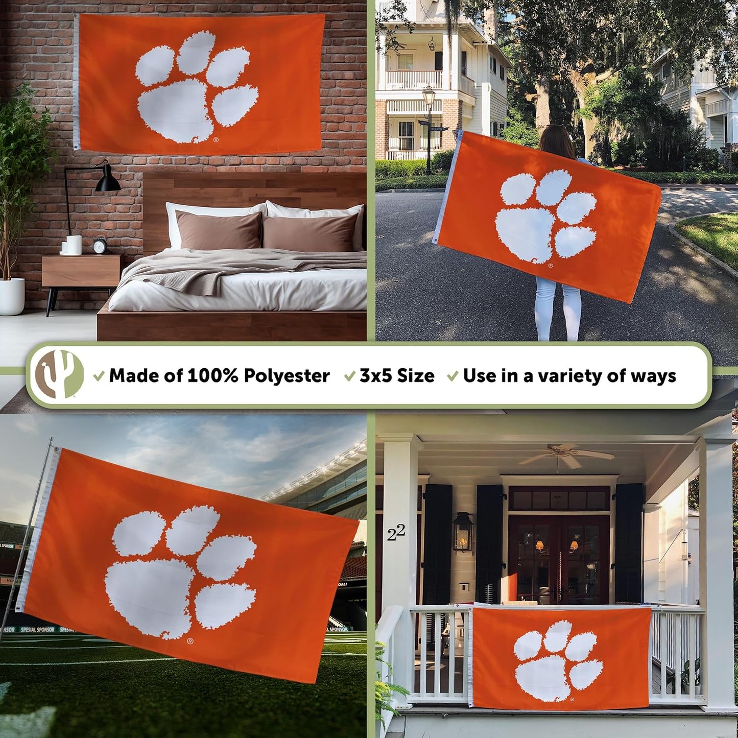 Bandera Clemson Tigers 3x5ft 100% poliéster