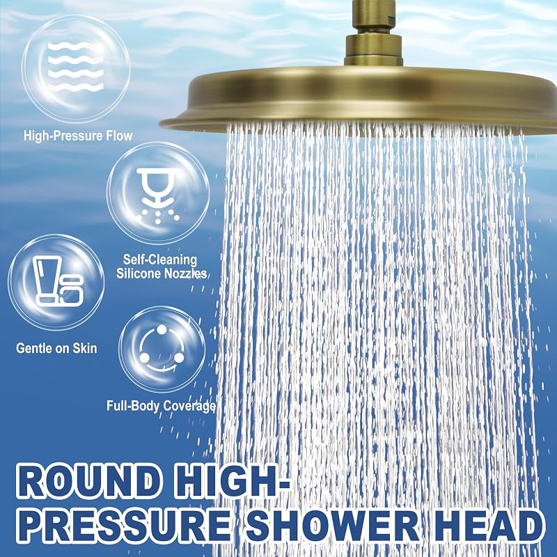 Cabezal ducha lluvia latón antiguo 9" acero inox 304