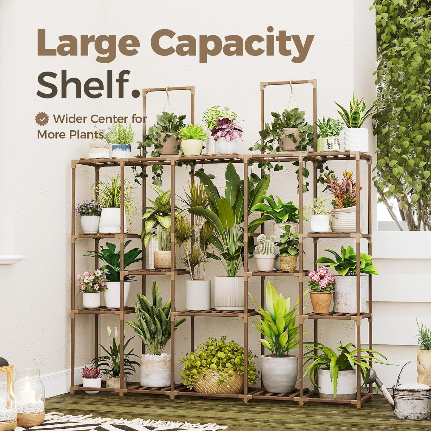 Soporte madera para plantas colgantes 158cm sala jardín