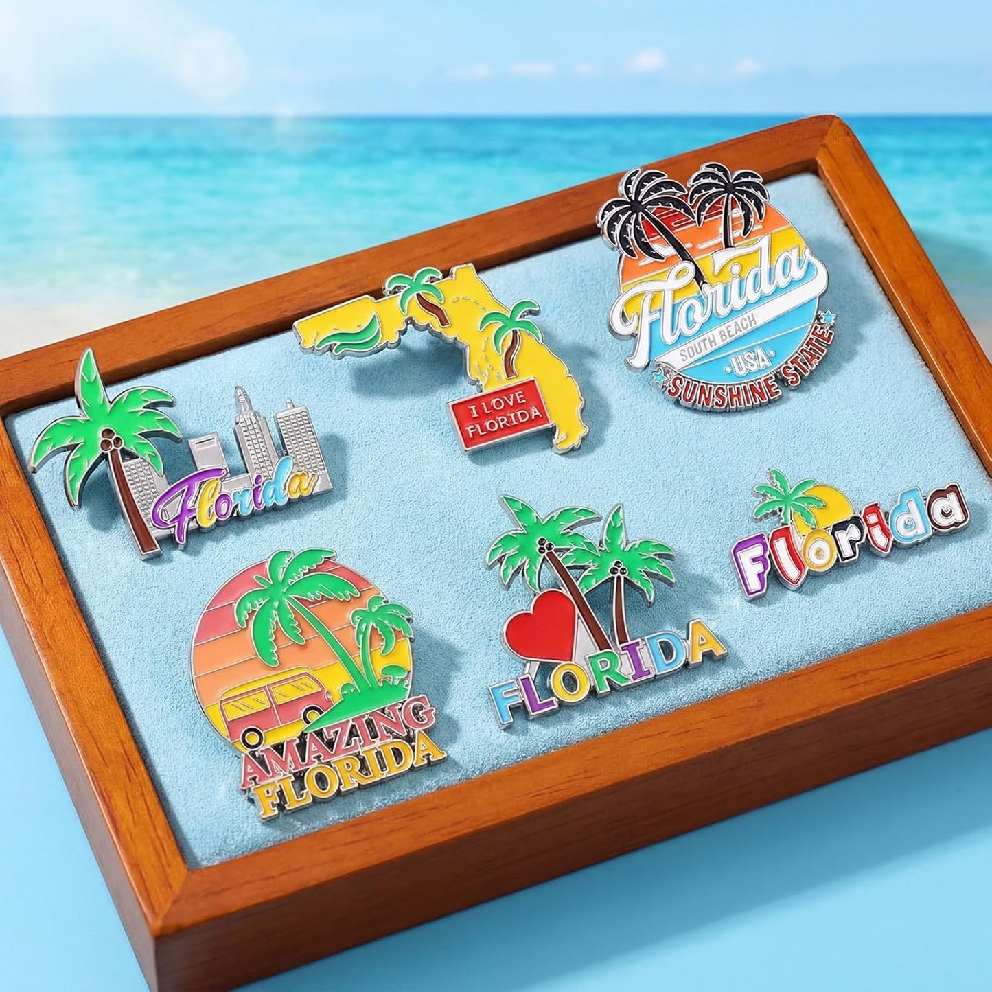 6 Imanes Florida para refrigerador mapa y árbol de coco