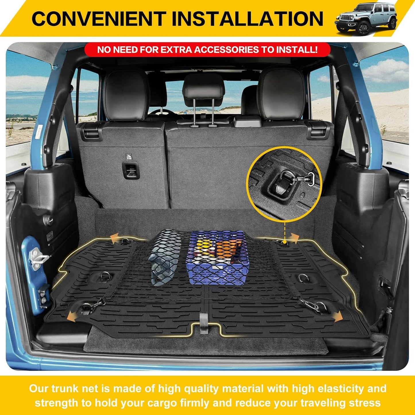 Tapete carga y red maletero Jeep Wrangler JL 4xe 21-24