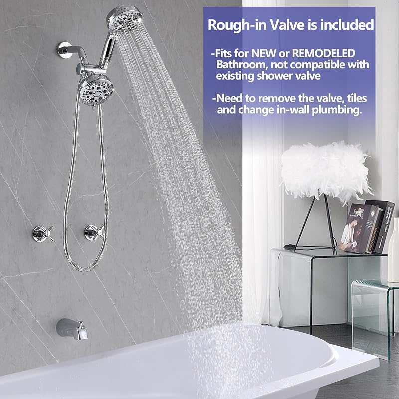 Set grifo ducha 2 manijas cromado caño válvula