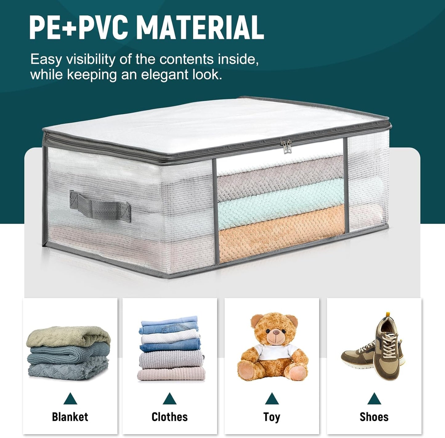 3 Pzas Contenedor plegable plástico para ropa dormitorio