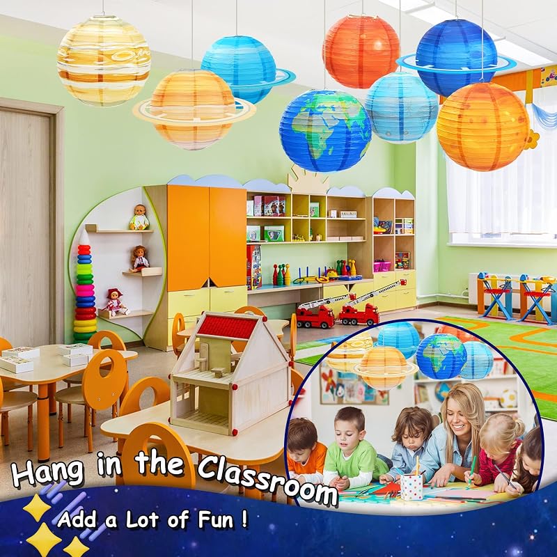 Linternas espaciales 8pcs 12pulg planetas para niños tema espacio
