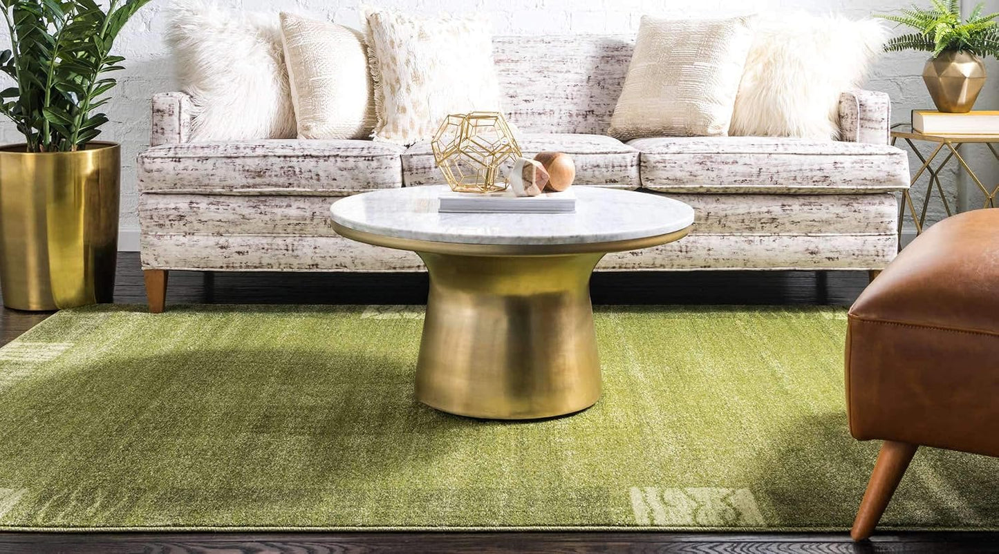Alfombra rectangular verde claro/marfil 2'2"x3'1"