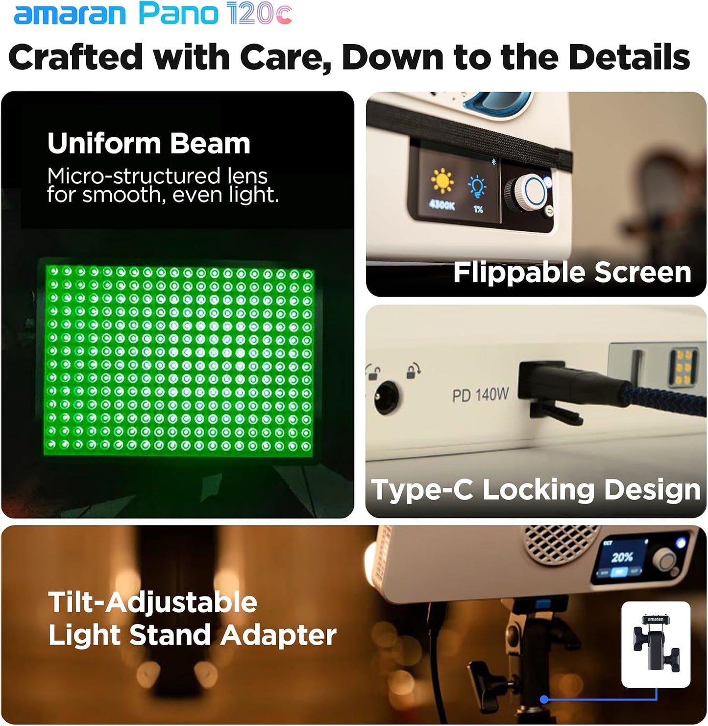 Kit luz LED RGBWW 120W ultra delgada para estudio y exterior