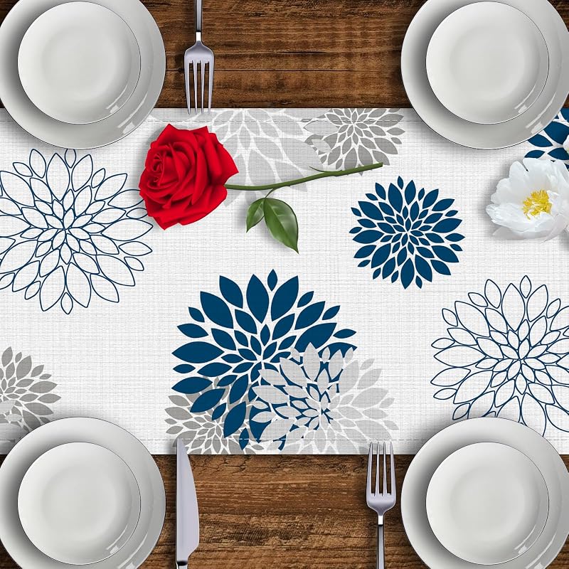 Camino mesa azul gris 13x72pulg decoración Diwali