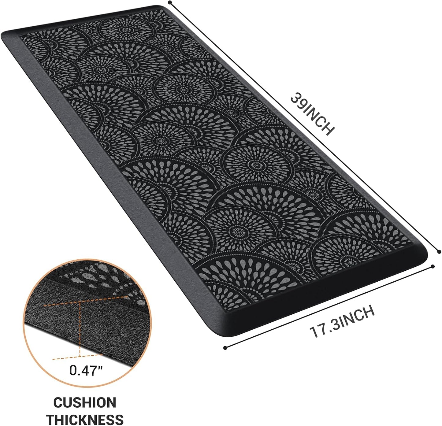 Tapete cocina 17.3x39pulg espuma pie antideslizante negro