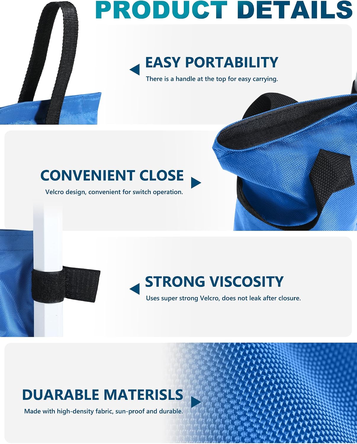 Bolsas arena toldo 112lb 5x18" azul