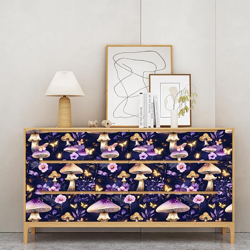 Papel tapiz bohemio floral morado autoadhesivo