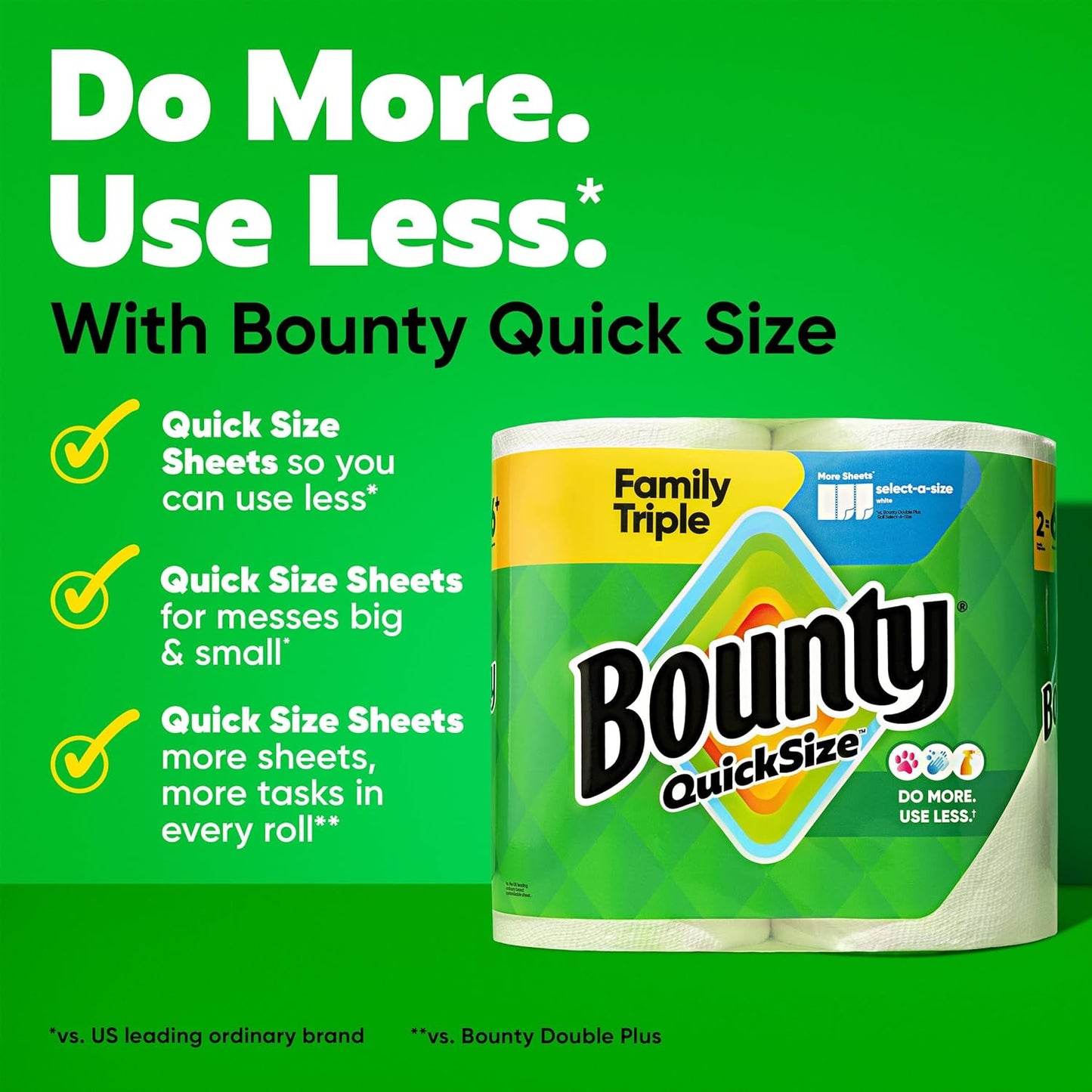 Toallas de papel Bounty blancas tamaño rápido 2 rollos triples familiares