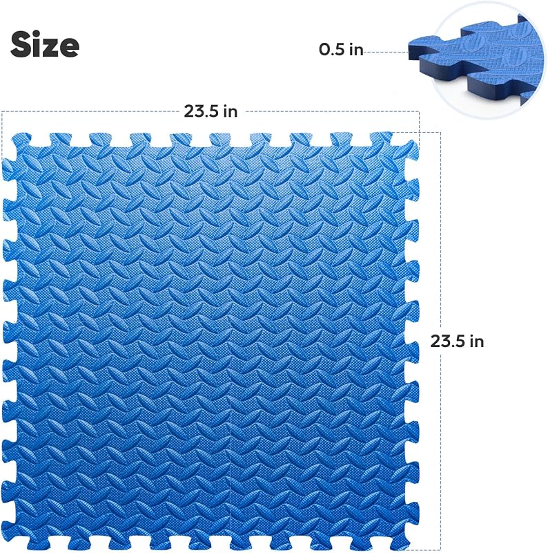 Alfombrilla EVA entrelazada gimnasio 24x24pulg azul