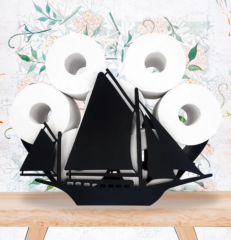 Soporte papel higiénico velero negro animales decorativo