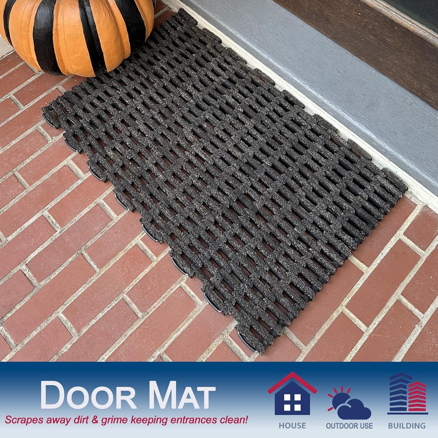 Alfombrilla exterior 20x30 pulg caucho resistente tela