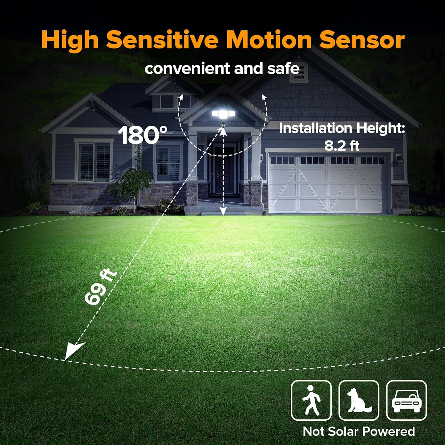 Luces LED seguridad exterior 80W 9000LM sensor movimiento