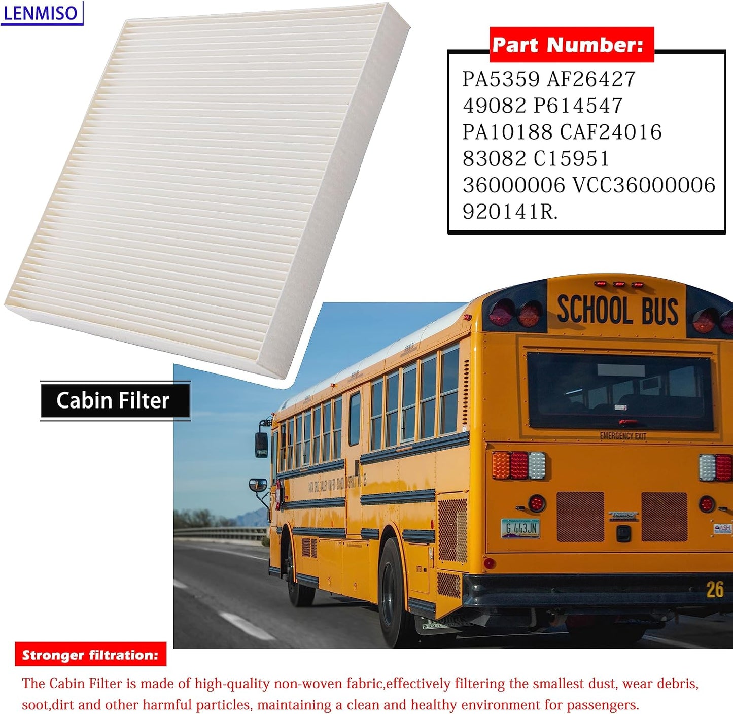 Filtro aire cabina Freightliner MSD 114SD 122SD paquete 2