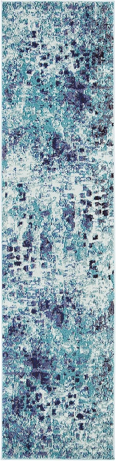 Alfombra Pasillo 2'2x8' Turquesa Abstracto Boho