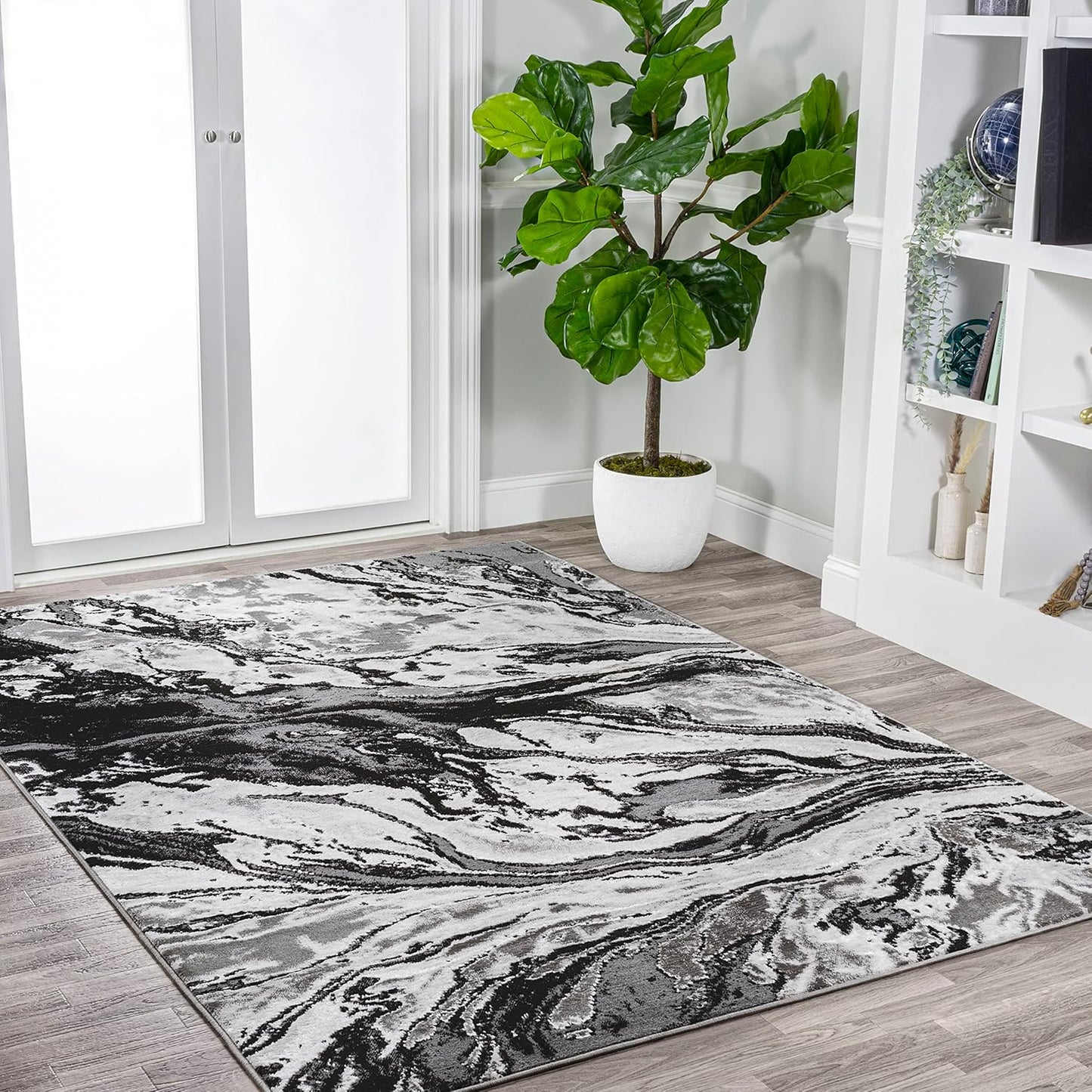 Alfombra abstracta 3x5ft jaspeada remolinos