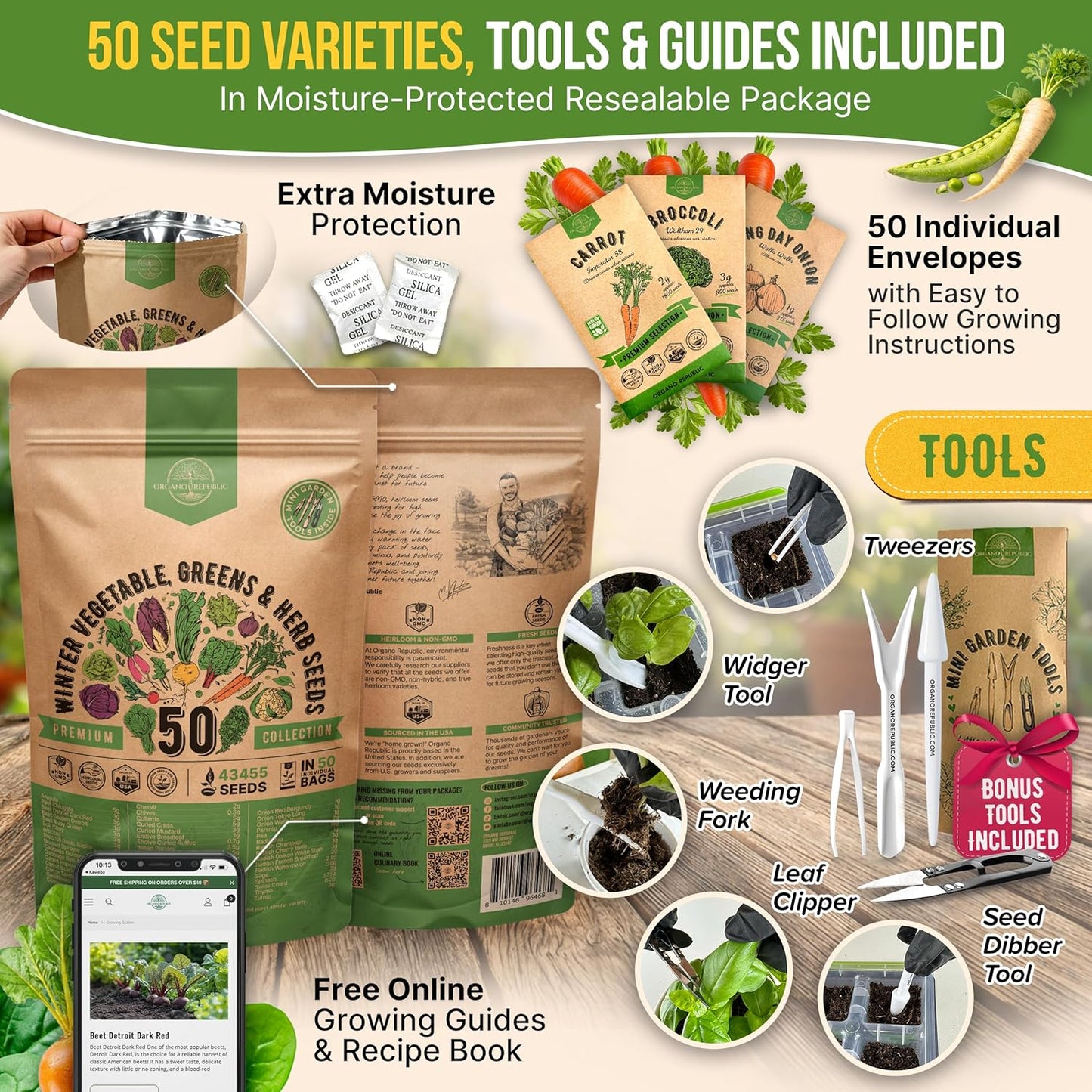 50 Semillas Jardín Invierno Verduras 43450 Sin OMG