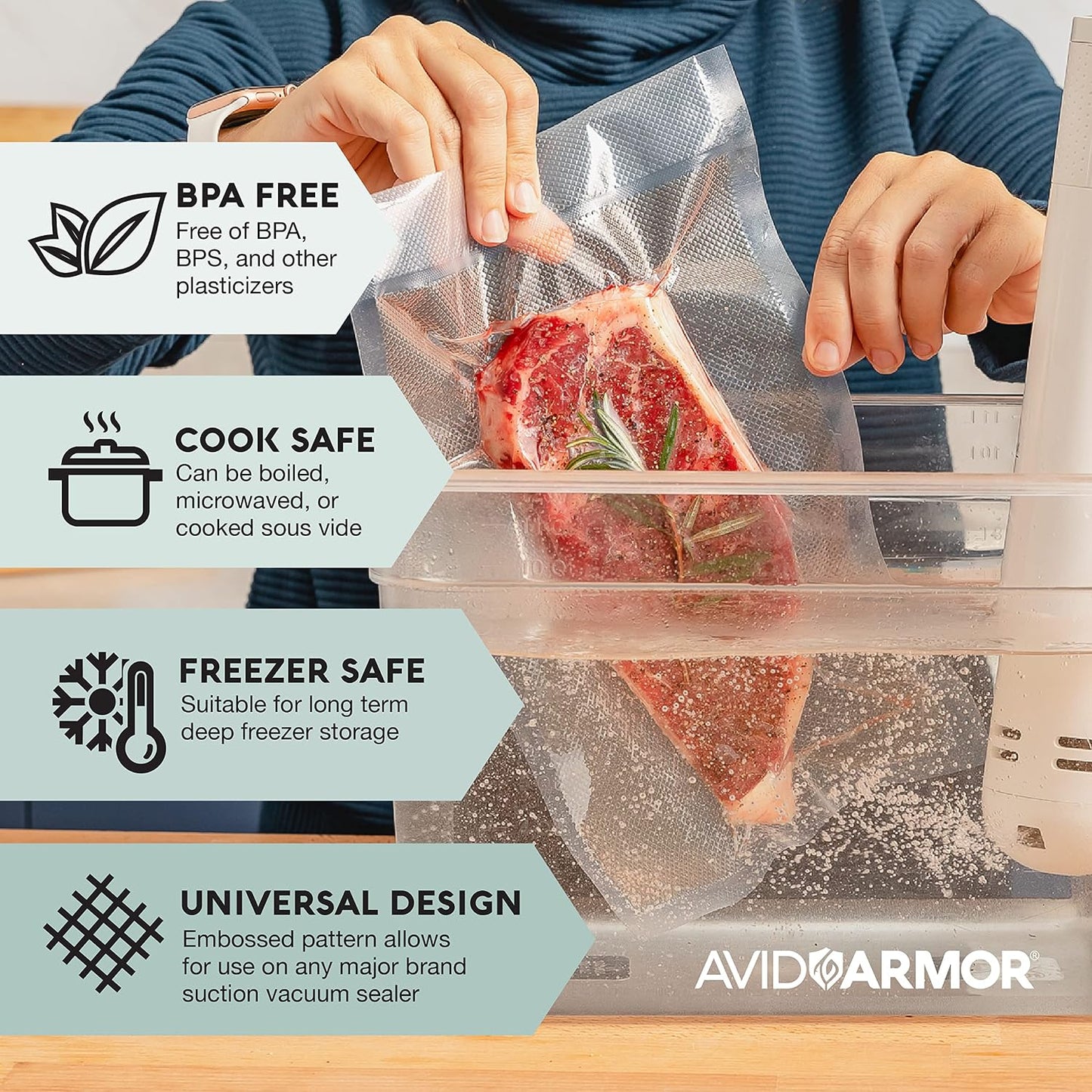 Bolsas sellado al vacío para congelador y almacenamiento