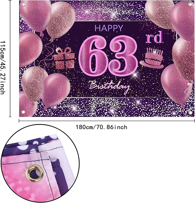 Pancarta oro rosa cumpleaños 63 para mujer