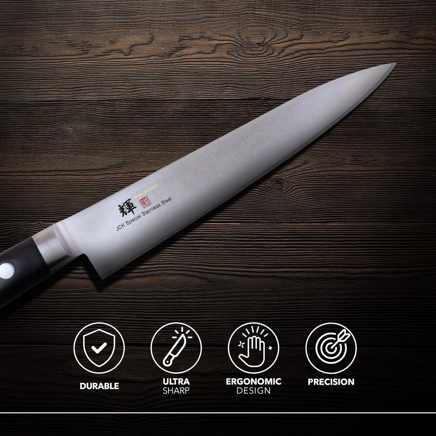 Cuchillo acero inox VG-1 mango Pakka 5.906pulg