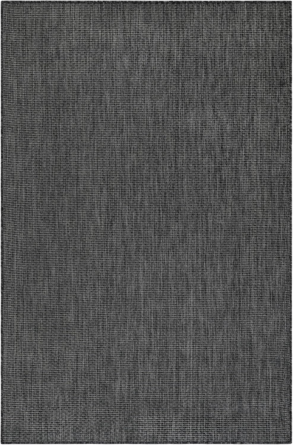 Alfombra rectangular 5x3ft x 7x1ft color negro/marfil