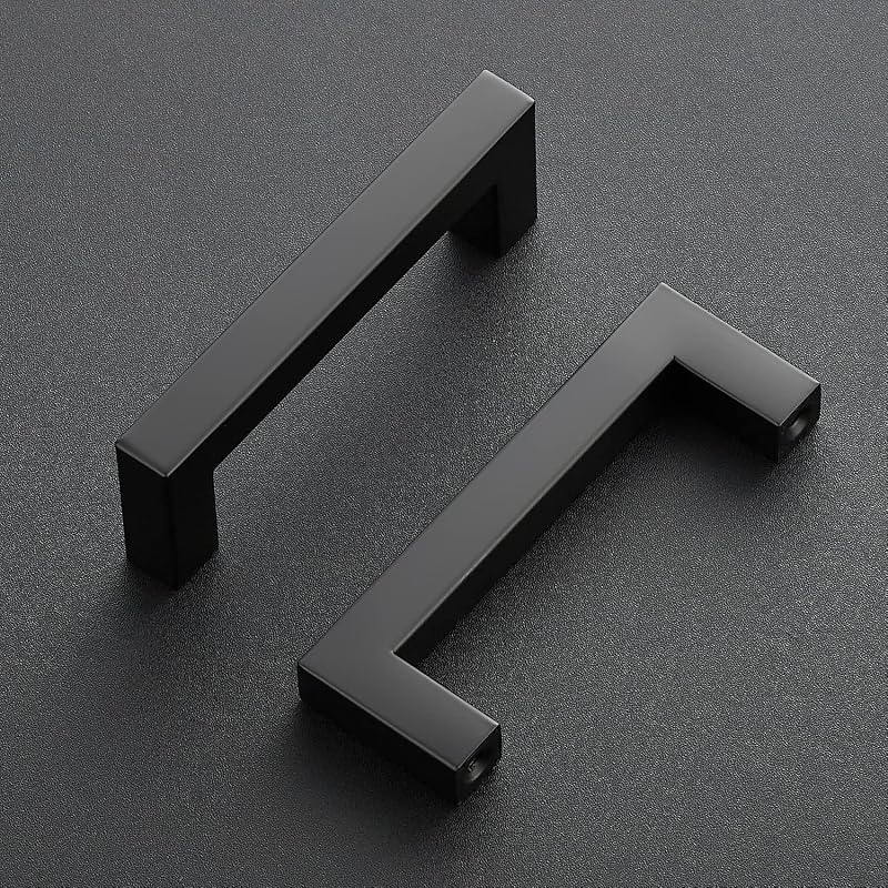 15 Tiradores gabinete negro 3-1/2" cuadrados