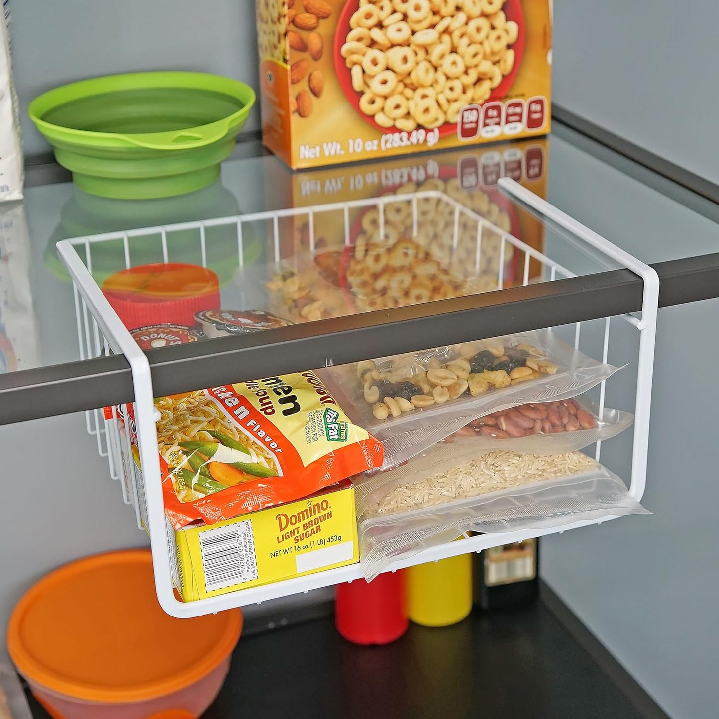 Cesta organizadora para estantería alambre blanco