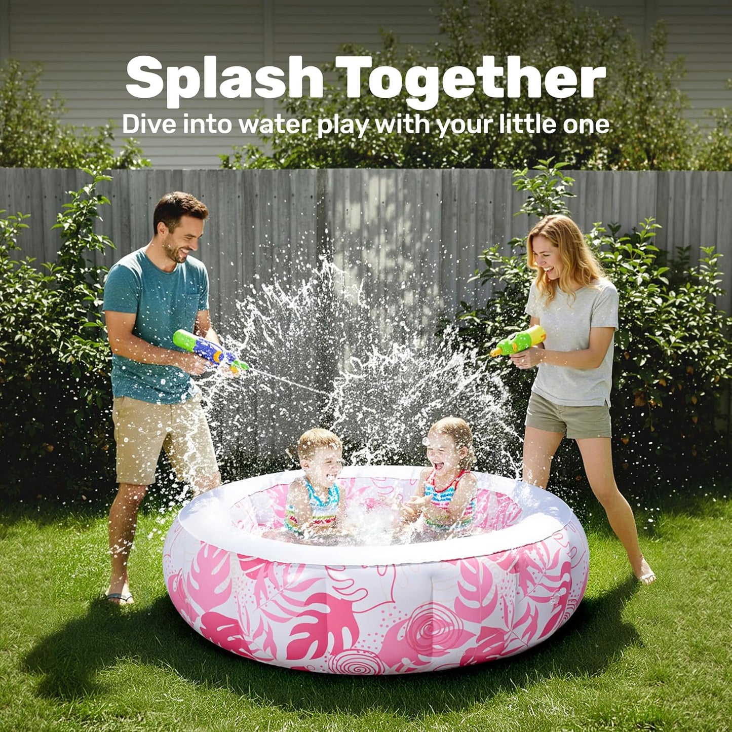 Piscina inflable redonda para niños 36x11" suave rosa