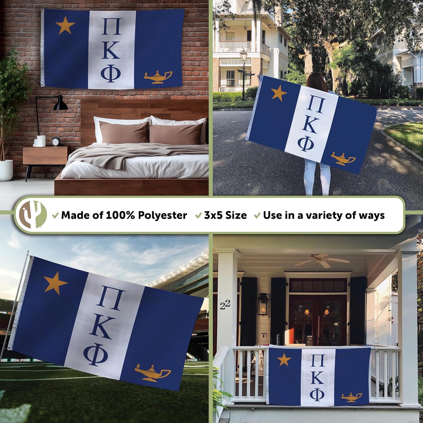 Bandera Pi Kappa Phi Fraternidad 3x5ft Capítulo