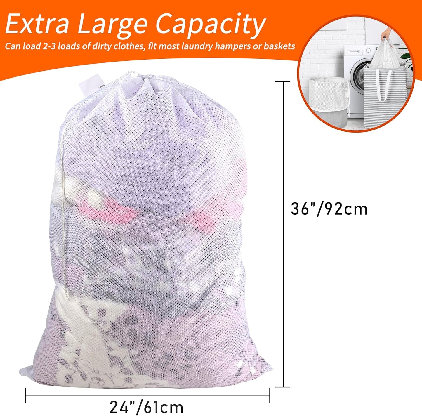 Bolsas lavandería malla diamante 24x36" con cierre
