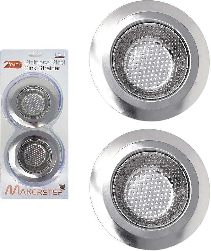 2 Pzas Cesta Acero Inox Desagüe Fregadero 4.5pulg Tapón