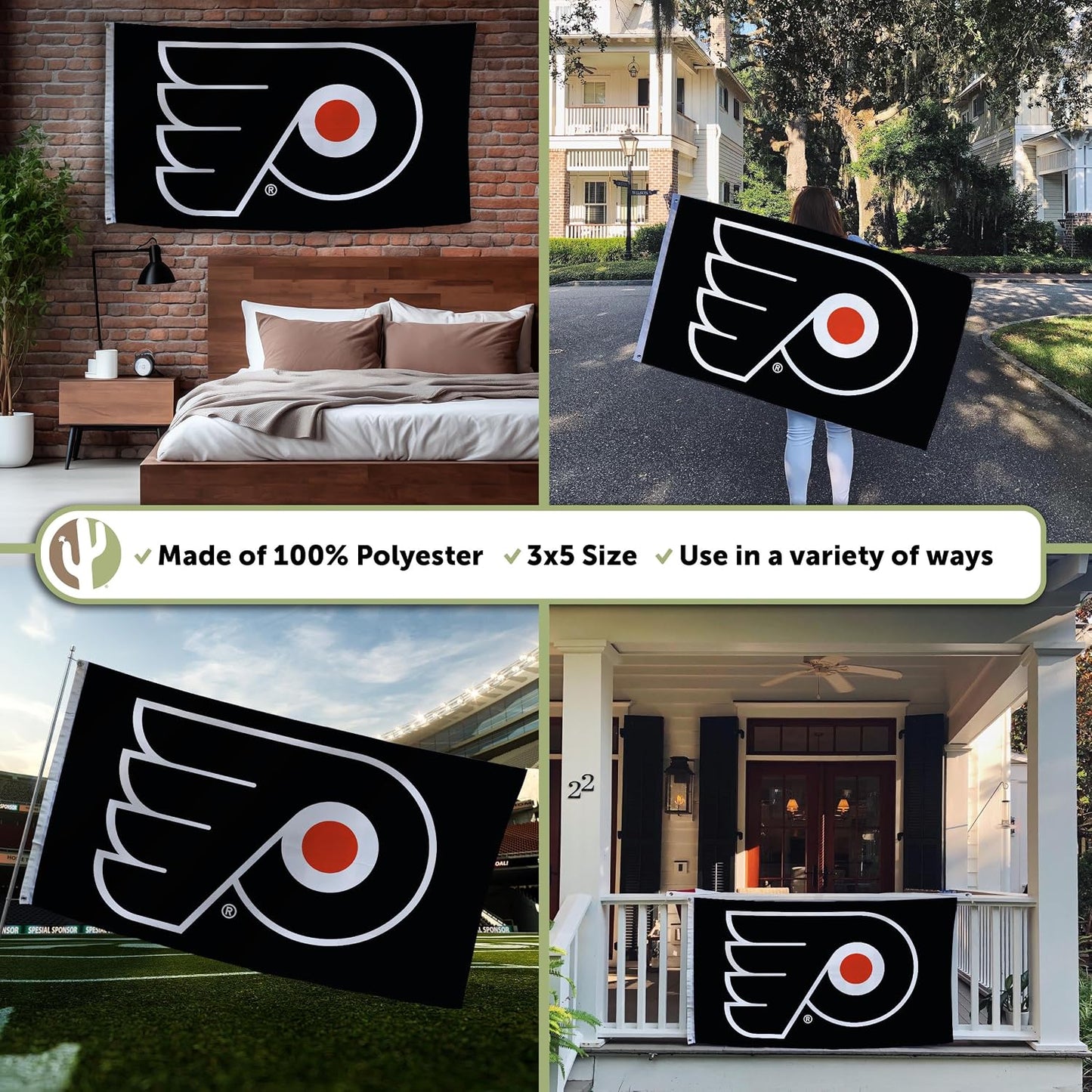 Bandera Flyers NHL 3x5ft poliéster interiores exteriores