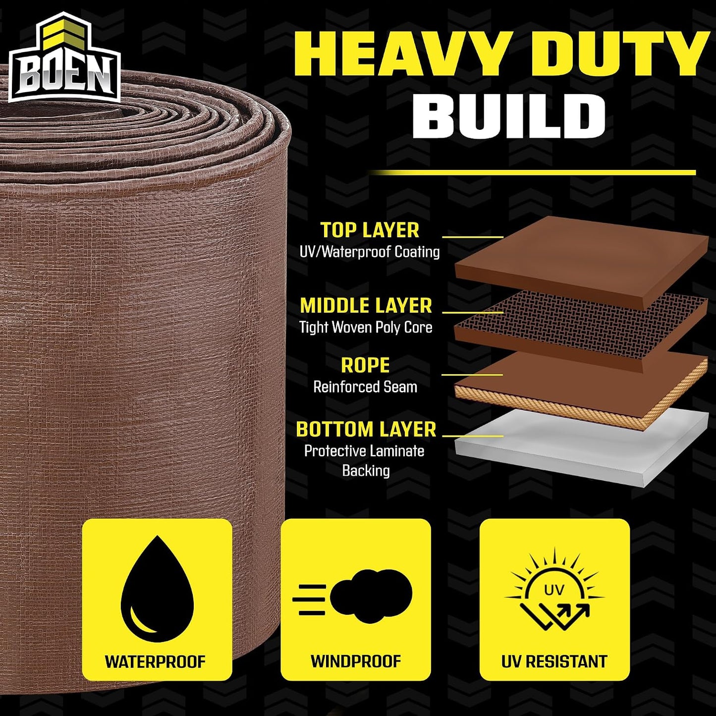 Lona impermeable resistente UV 4x20pies color marrón