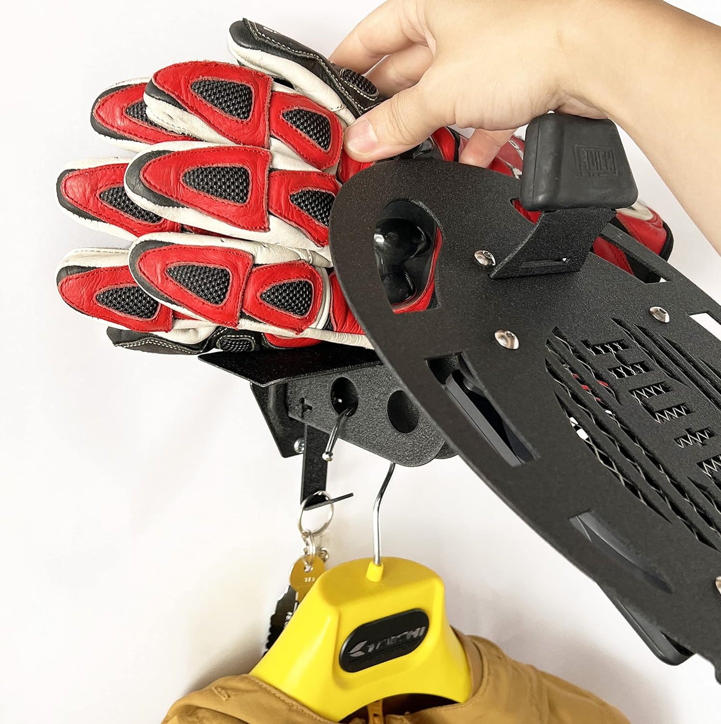 Soporte pared secadora casco con ventilador USB negro