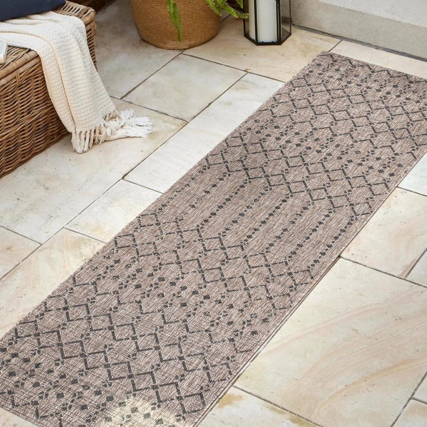 Tapete marroquí Ourika textura geométrica 2x8ft