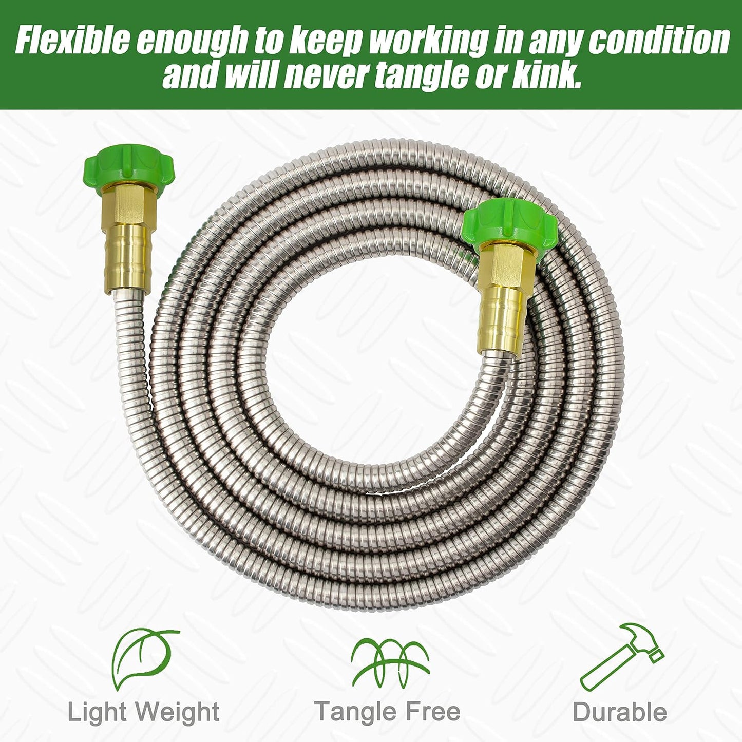 Manguera jardín acero inox 304 5ft conector metal hembra