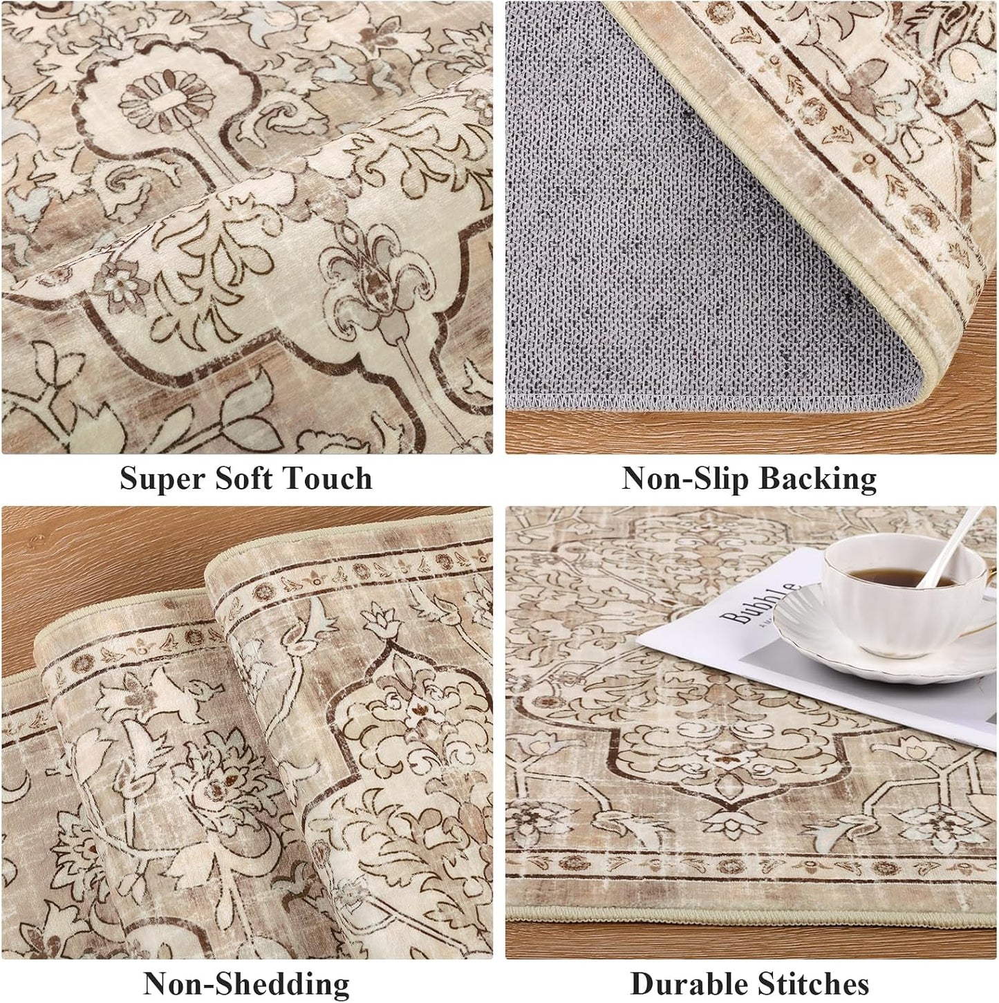 Alfombra pasillo boho 2x10 antiderrap lavable