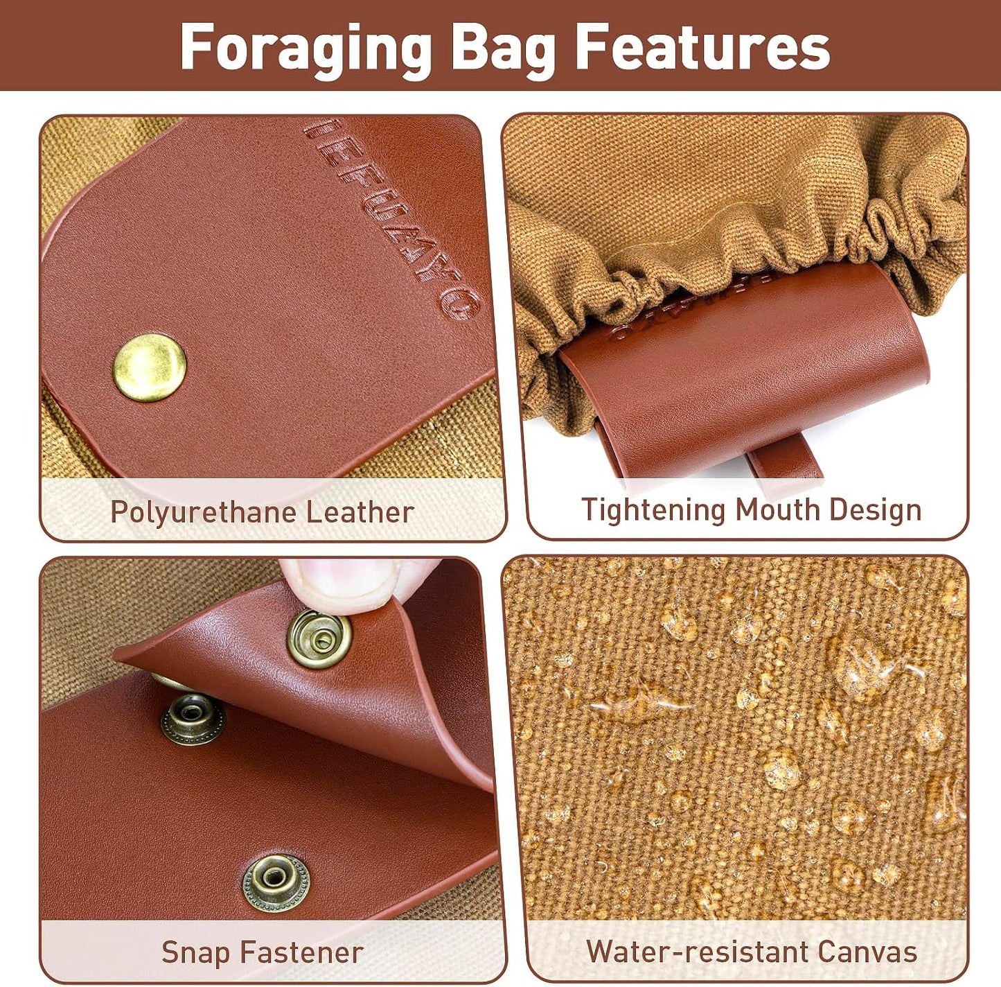 Bolsa forrajeo lona encerada resistente plegable marrón