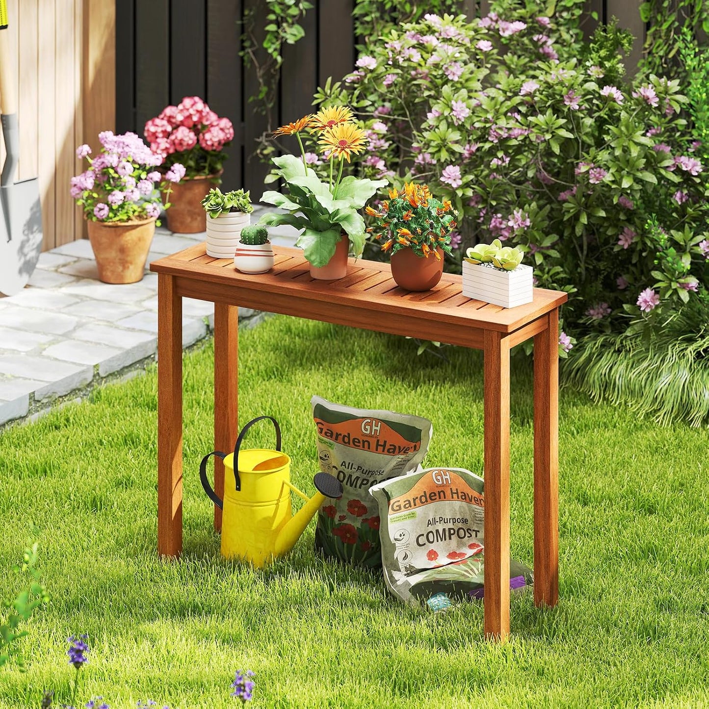Soporte plantas madera teca interiores exteriores