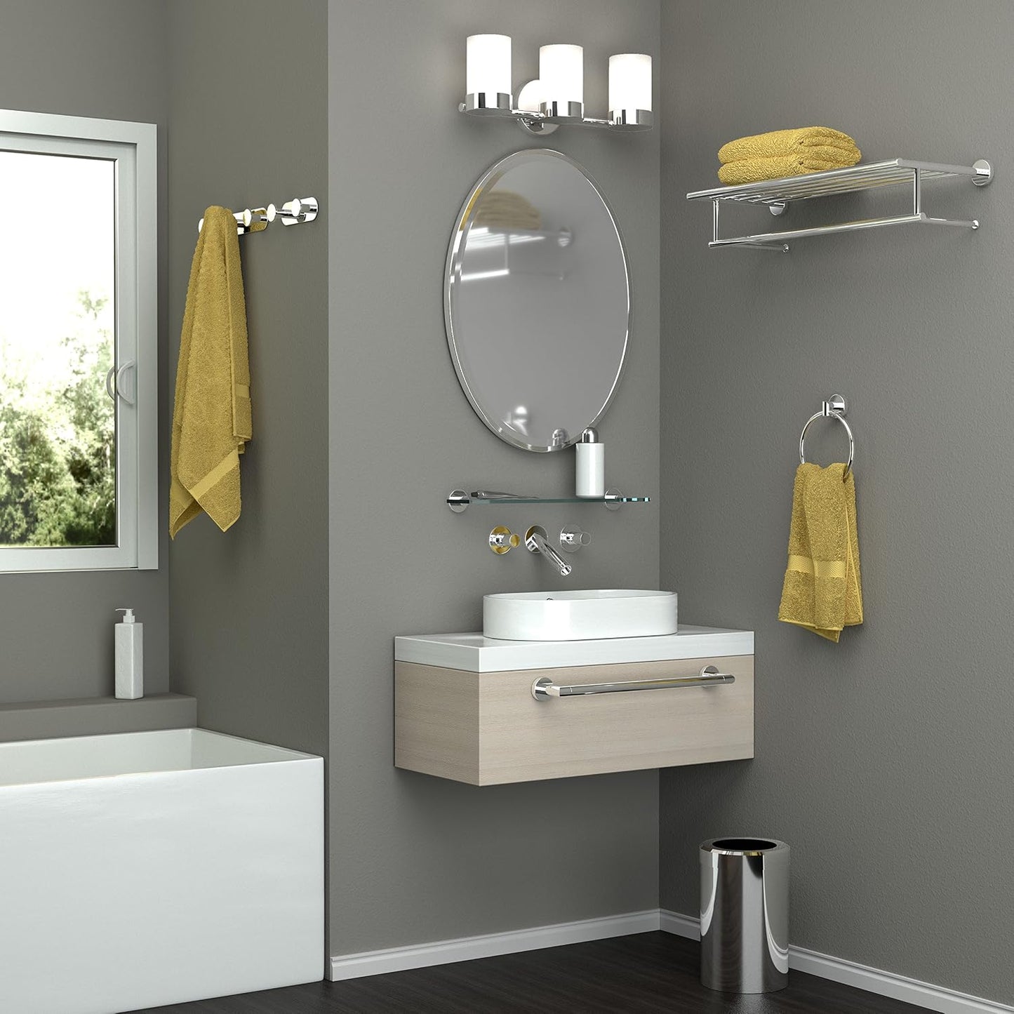 Aplique baño 3 luces cromado 19.5pulg