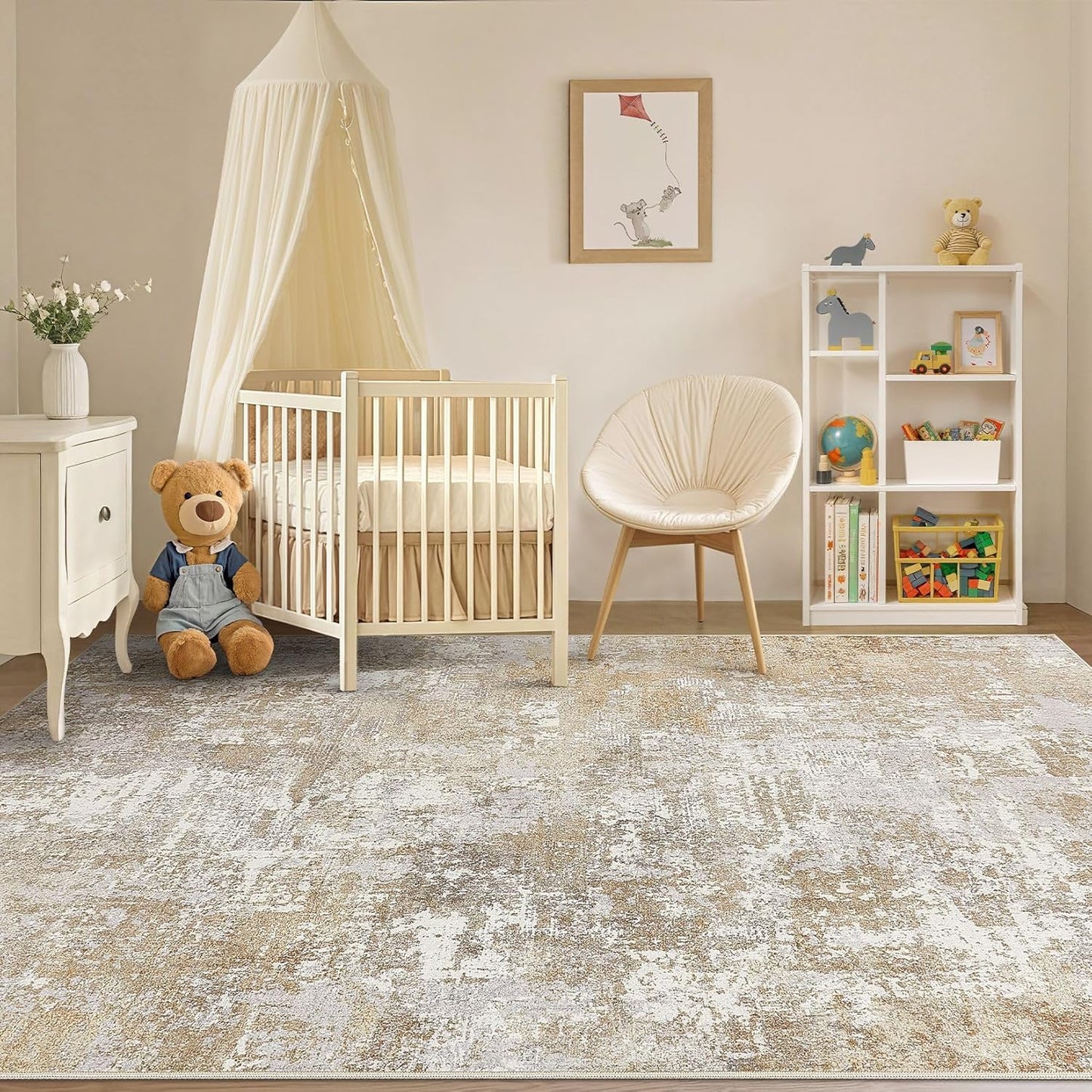 Alfombra lavable 7x9ft moderna abstracta neutra antiderrap