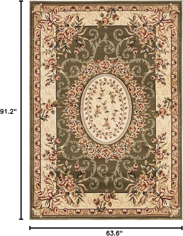 Alfombra área 5'3"x7'6" salvia y marfil diseño tradicional