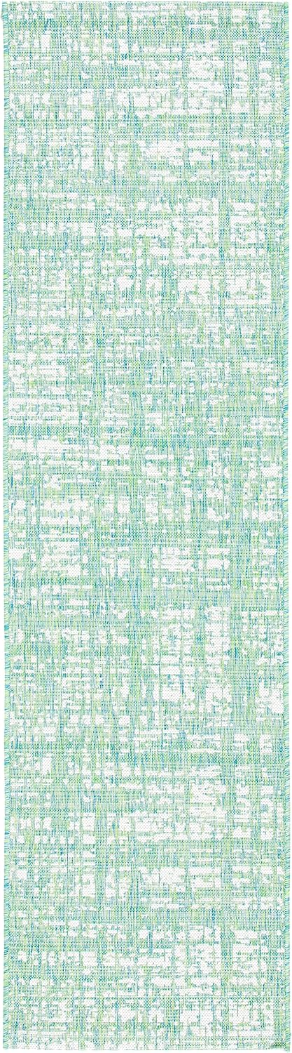 Alfombra lavable pasillo 2.3x8ft verde azul marfil