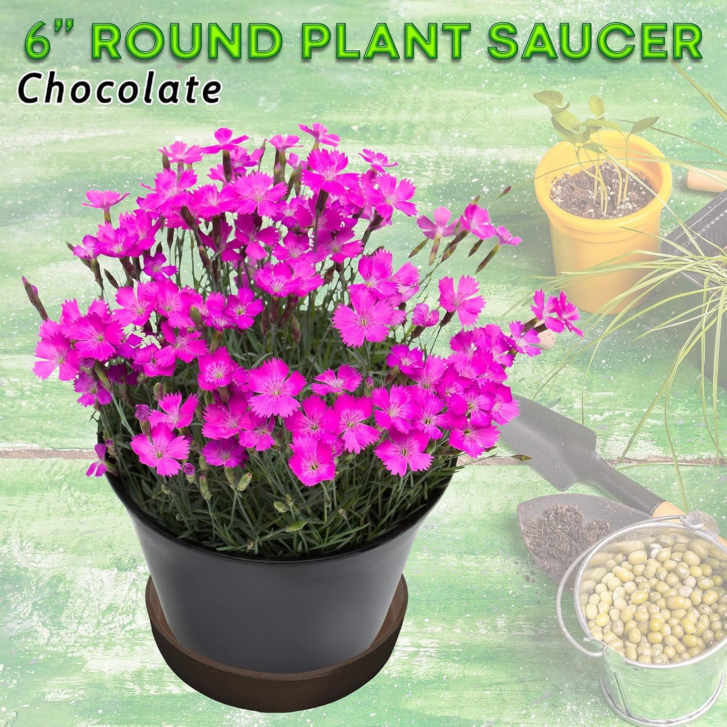 Plato redondo para plantas 60% reciclado 40% piedra